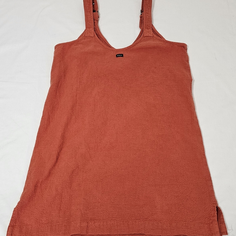 RVCA Amber Sleeveless Dress Women's Small  Blood Orange Linen Cotton Blend - Picture 2 of 6